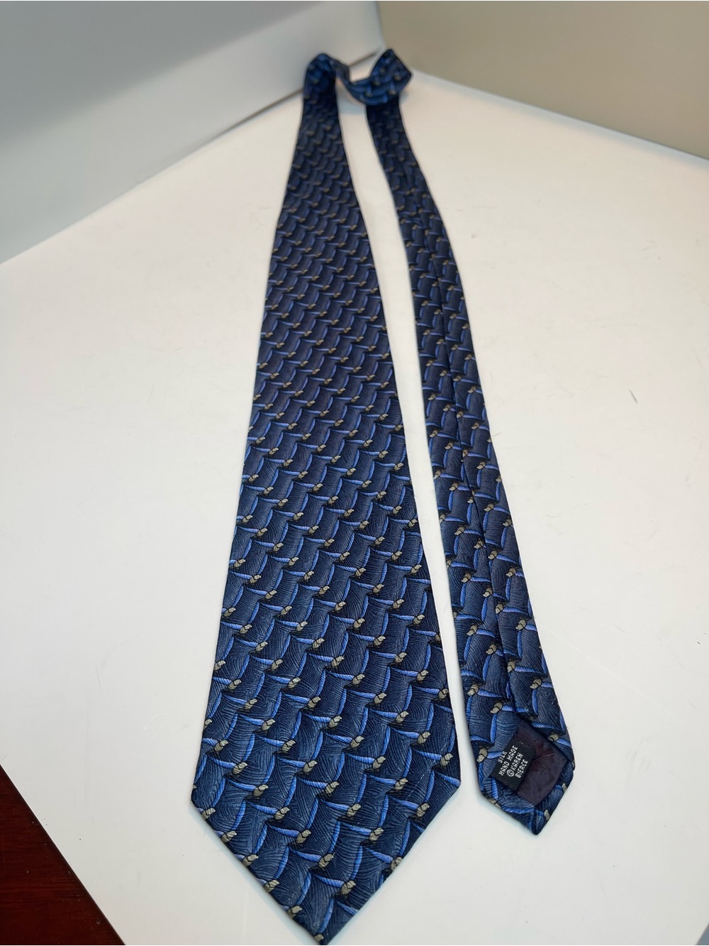 The Nature Conservancy Silk Tie Swallow Blue Geometric Pattern Retro Business